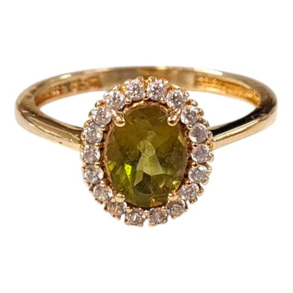 Anillo Dama C/p.s Verde Oro, 14 K, 2.50 Grs, Talla 8.5