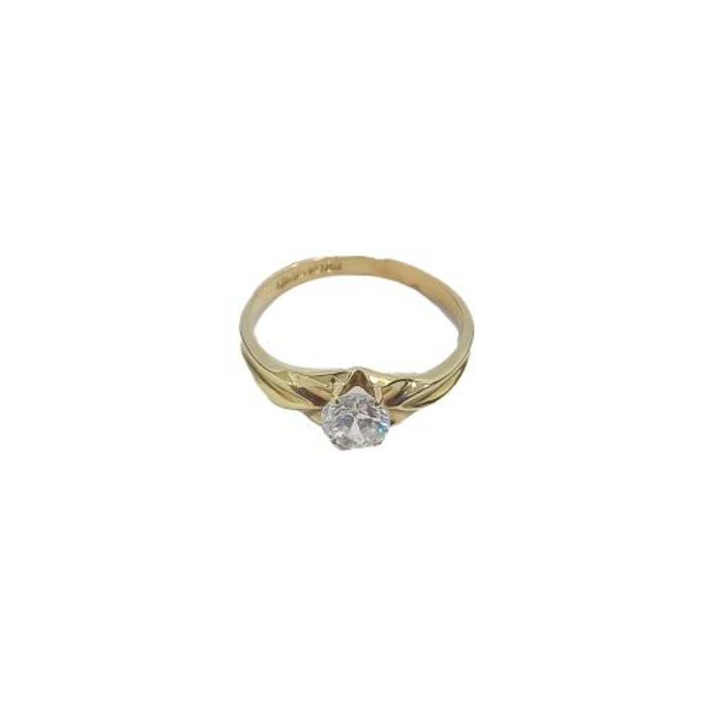 Anillo Solitario Con P.s. Solitario Oro, 10 K, 1.90 Grs, Talla 6.5