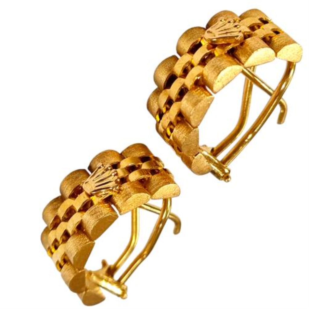 Par De Aretes Tipo Rolex Oro 18 K 13.10 Grs Maxilana