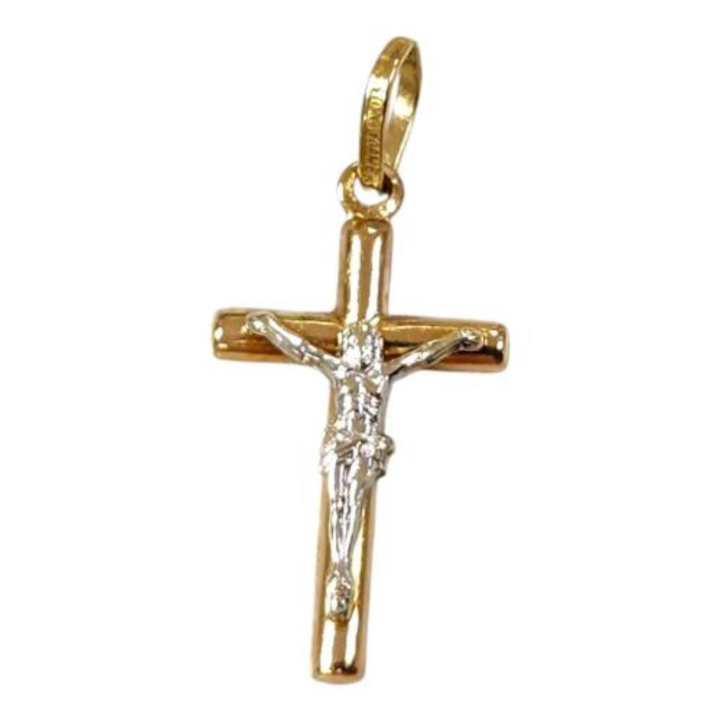 Crucifijo Bicolor Oro, 10 K, 0.50 Grs