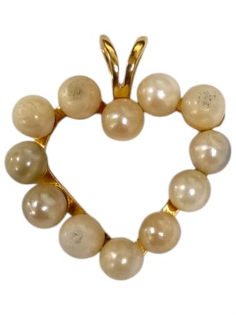 Dije Corazón C/perlas Oro, 10 K, 0.80 Grs