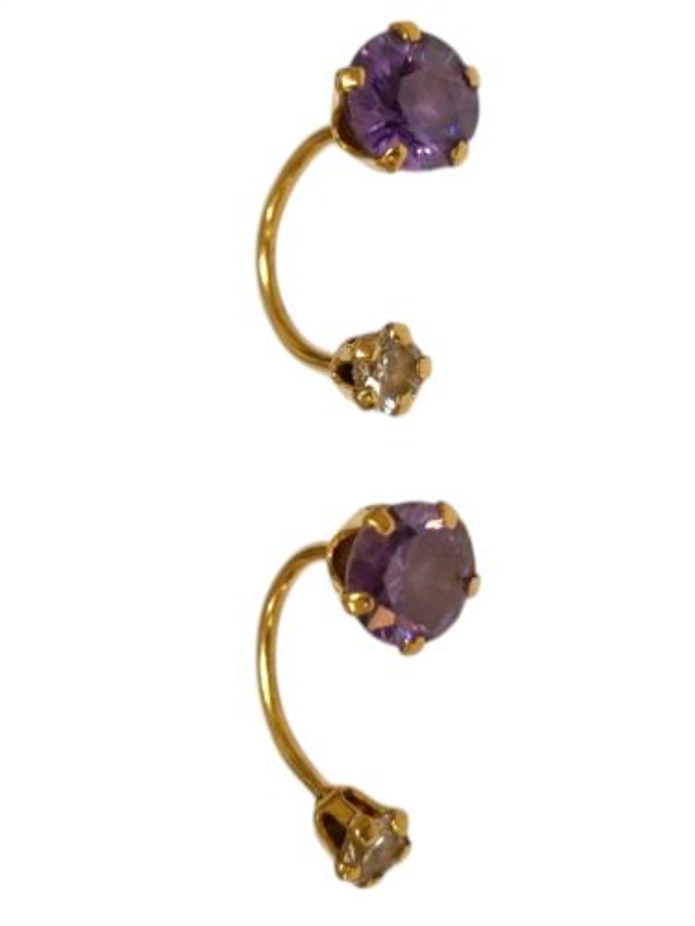 Par De Broqueles Con Piedra Sintética Oro, 14 K, 0.70 Grs