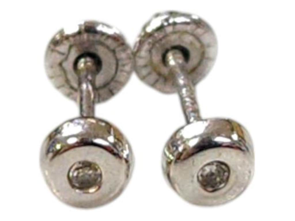 Par De Broqueles Broqueles O.b C/brillantes Oro, 14 K, 0.30 Grs, 2.00 Puntos 