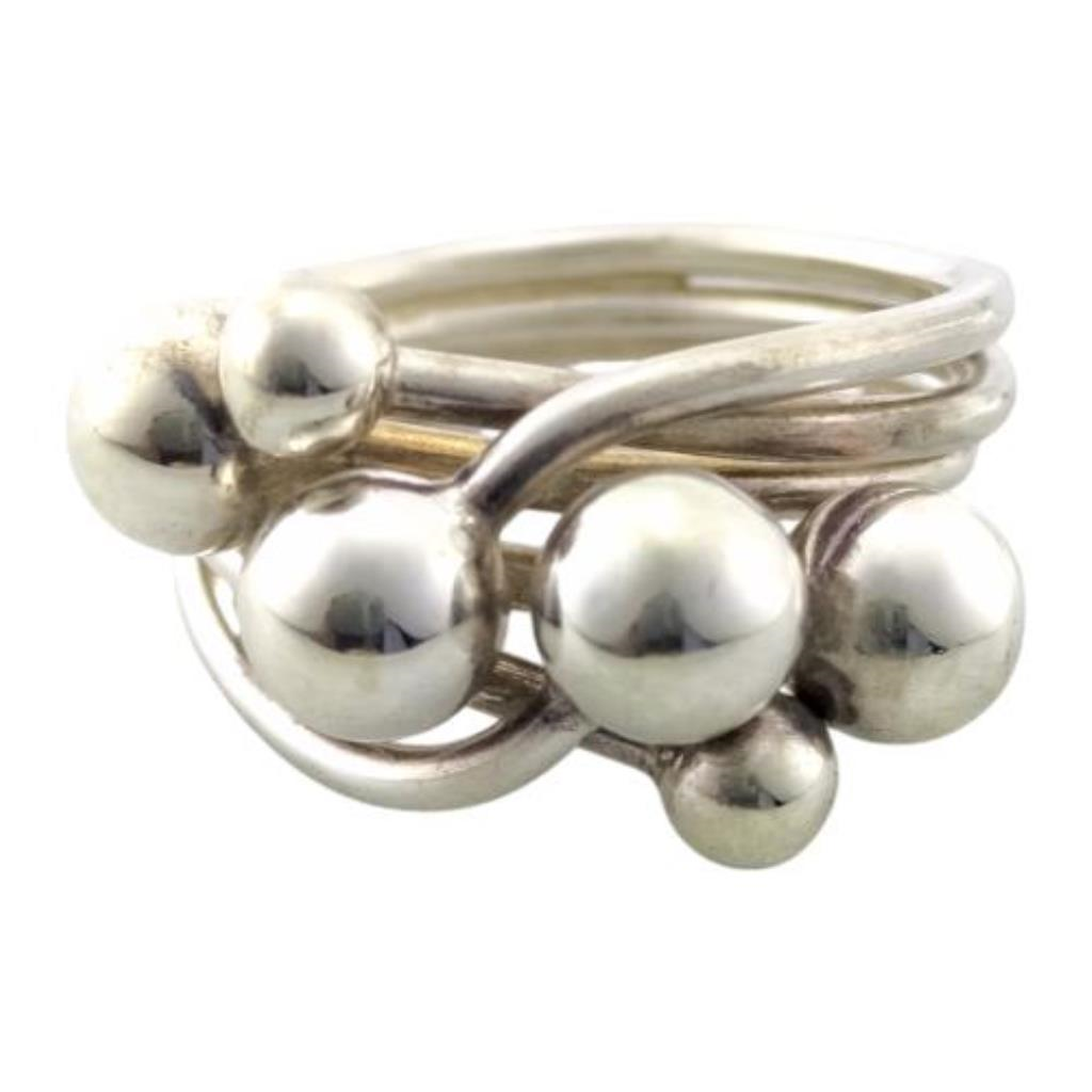 Anillo Dama Bolitas Plata, 925 K, 6.30 Grs, Talla 7