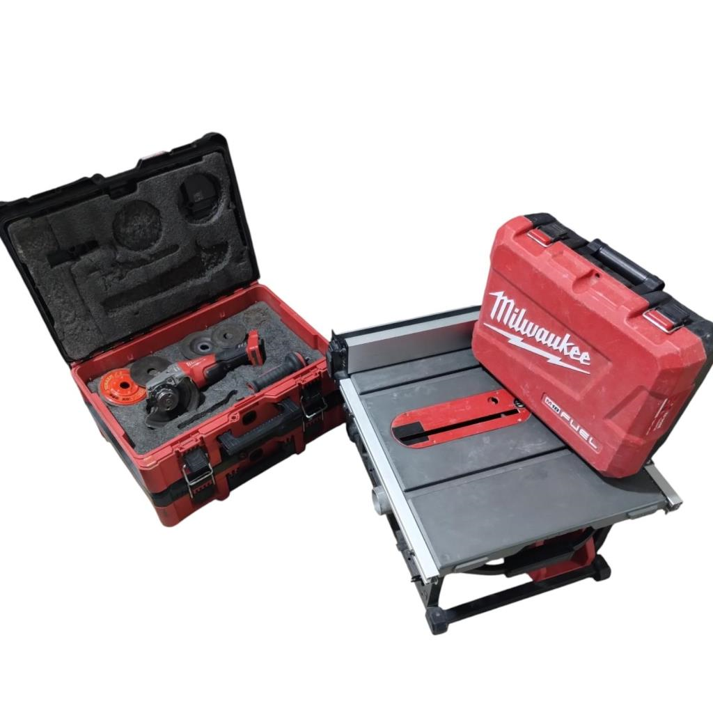 Herramienta Inalambrica Kit De 4 Pzas Milwaukee, Sierra De Mesa, Taladro 1/2", Esmeriladora 4 1/2", Router