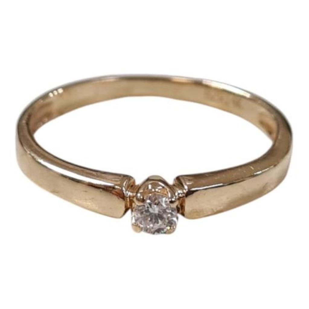 Anillo Solitario Con Brillante Oro, 14 K, 1.90 Grs, 1.00 Puntos , Talla 6.5