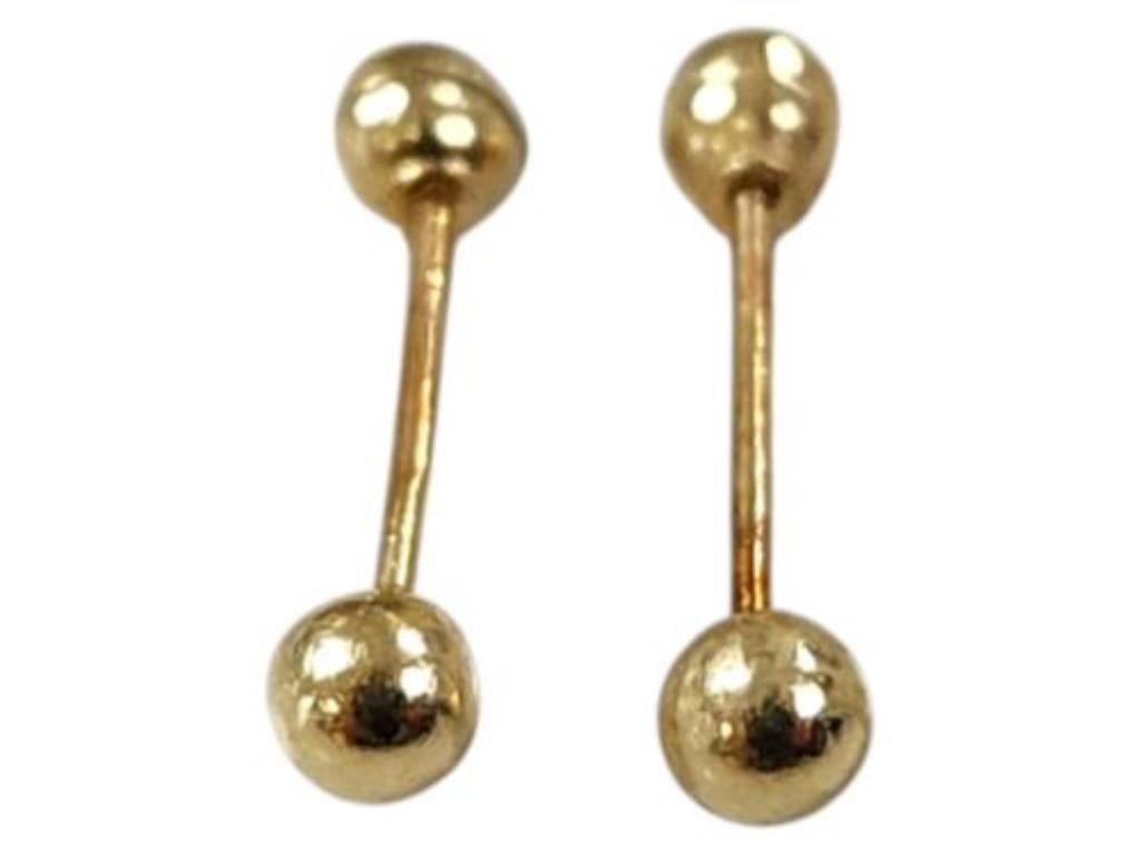 Par De Broqueles Bola Oro, 10 K, 0.10 Grs