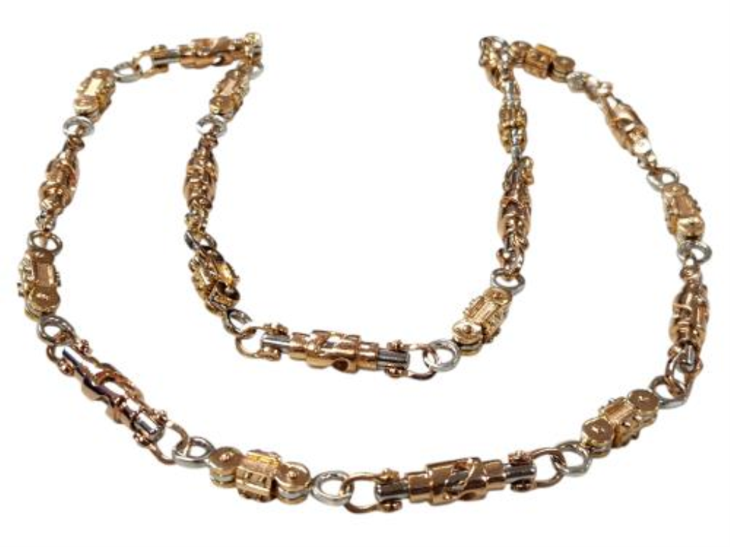 Cadena Moderna Bicolor Oro, 14 K, 197.00 Grs, Medida 72 Cm