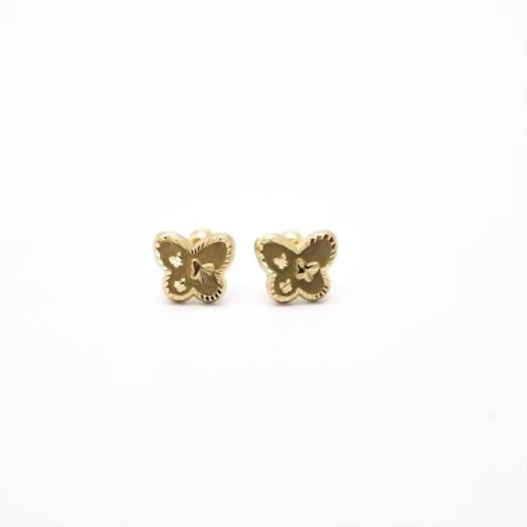 Broqueles Mariposa Lustrada Diamantada Joyeria Nue 10k