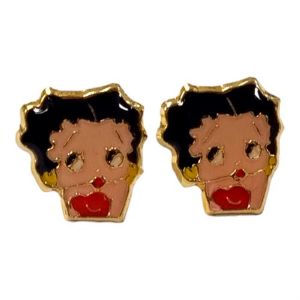 Broqueles Recto Betty Boop Esmalte Joyeria Nueva 10k
