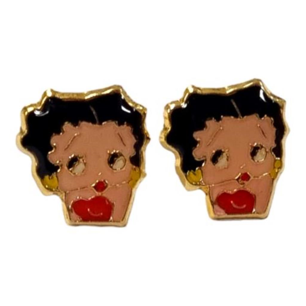 Broqueles Recto Betty Boop Esmalte Joyeria Nueva 10k