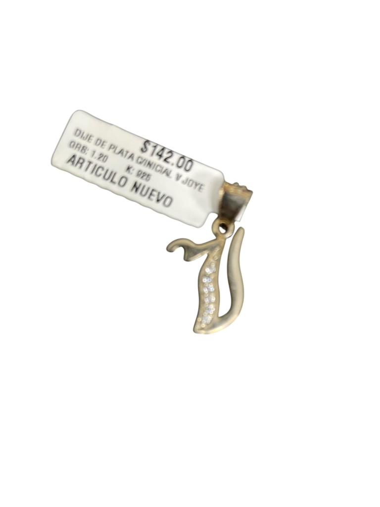 Dije De Plata C/inicial V Joyeria Nueva 925k  1.2 Grs.