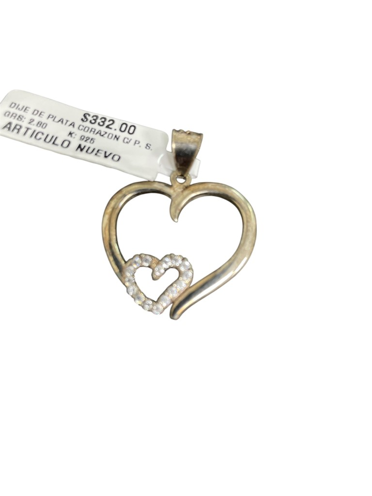Dije De Plata Corazon C/ P. S. Joyeria Nueva 925k  2.8 Grs.