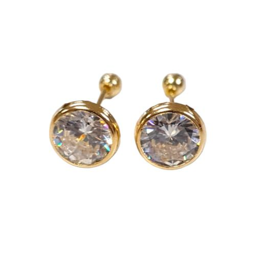 Broqueles Bisel Redondo #6 Joyeria Nueva 10k