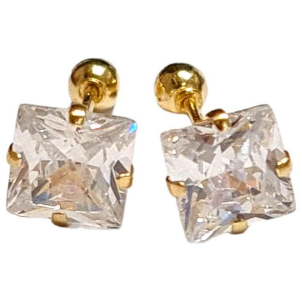 Broqueles Recto Cuadro Ligero #5 Joyeria Nueva 10k