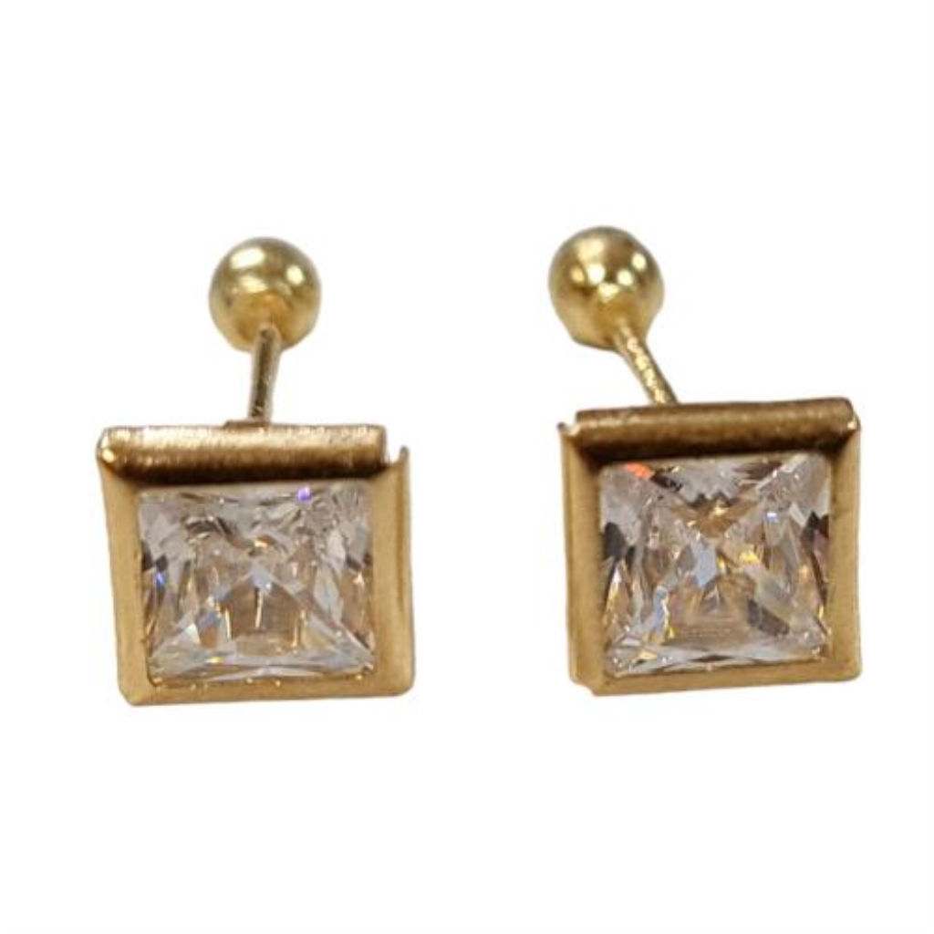 Broqueles Bisel Cuadro #4 Joyeria Nueva 10k