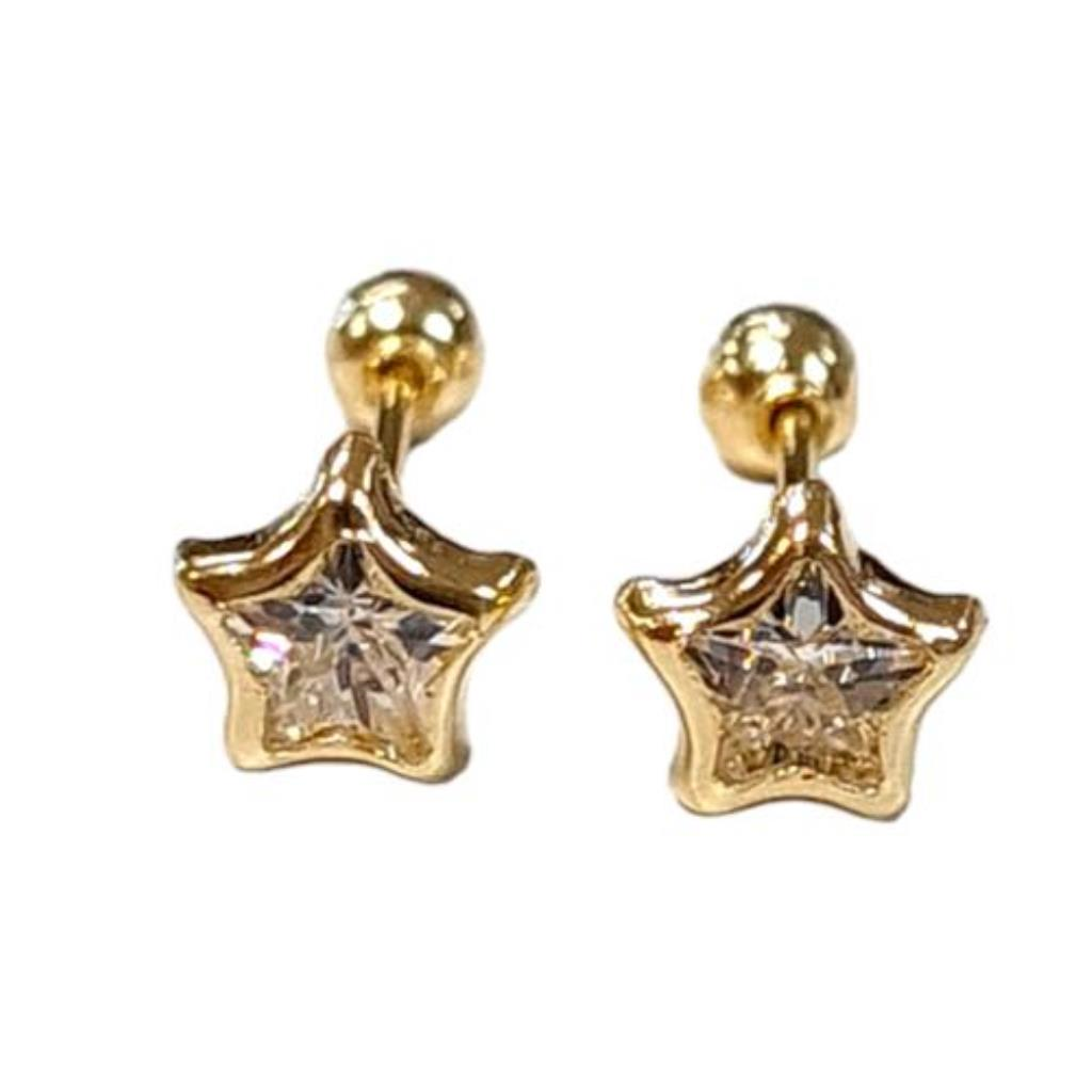 Broqueles Bisel Estrella #4 Joyeria Nueva 10k
