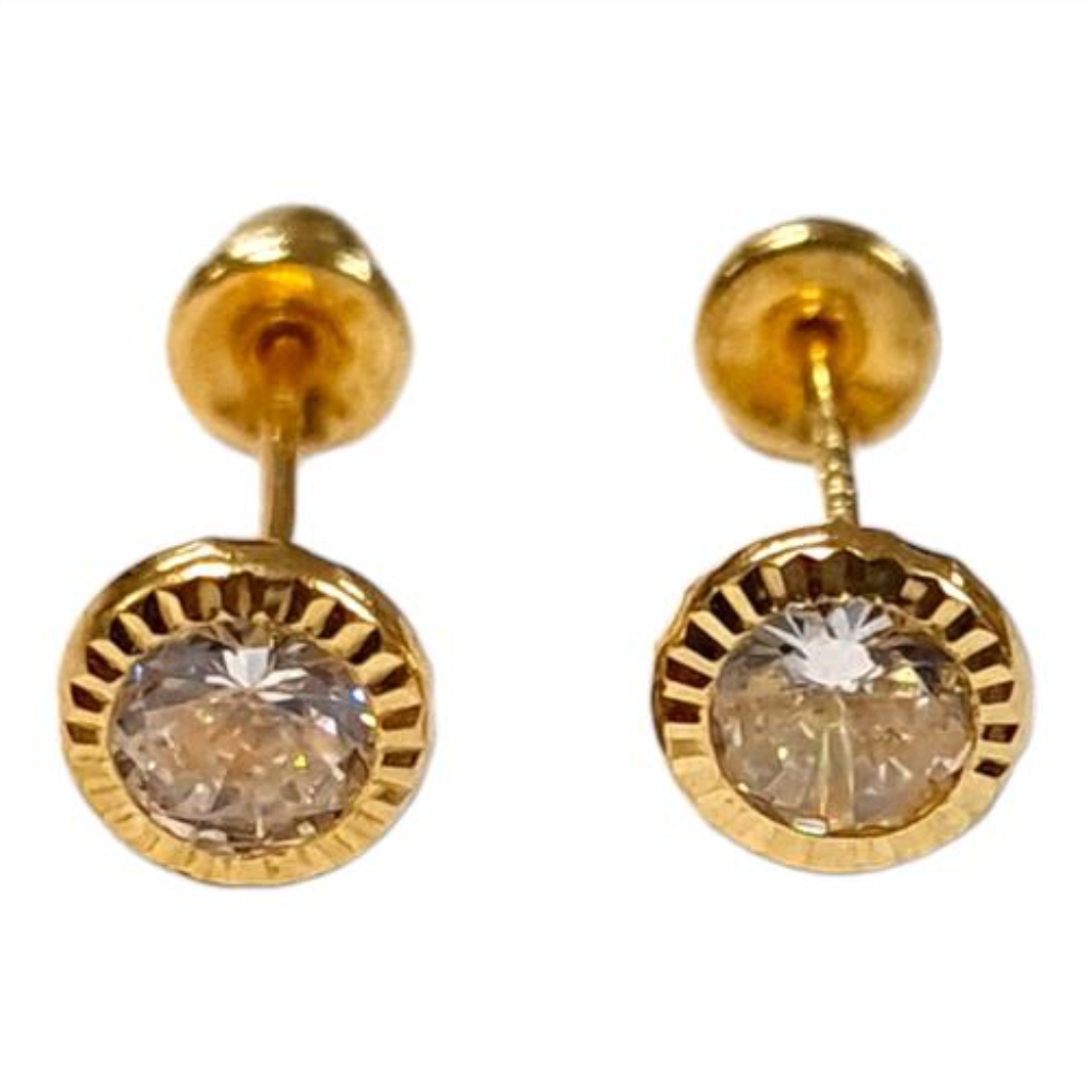 Broqueles Bisel Redondo #5 Diamantado Joyeria Nuev 10k