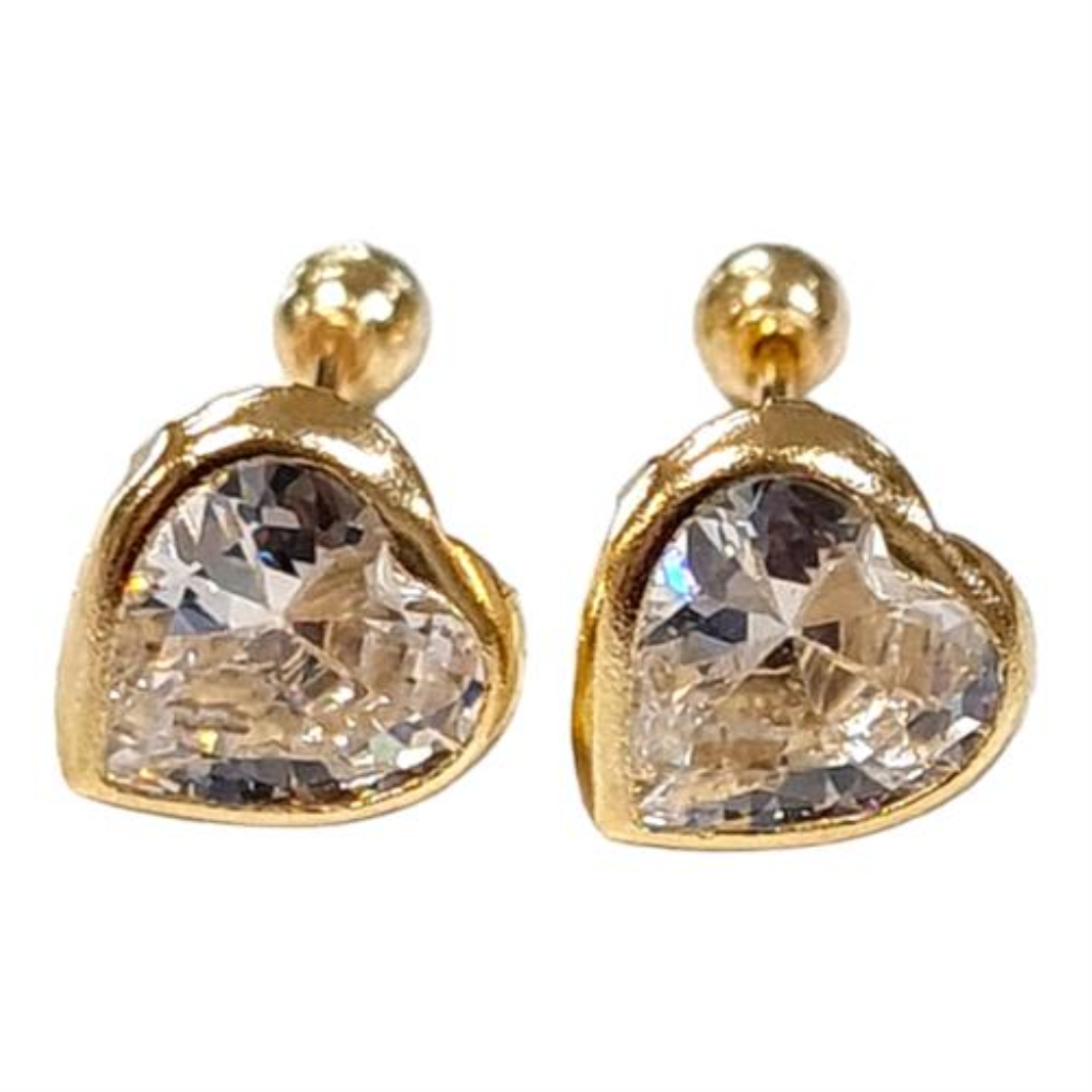 Broqueles Bisel Corazon #4 Diamantado Joyeria Nuev 10k