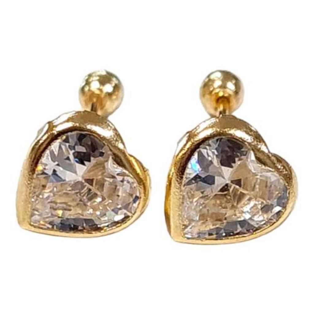 Broqueles Bisel Corazon #4 Diamantado Joyeria Nuev 10k