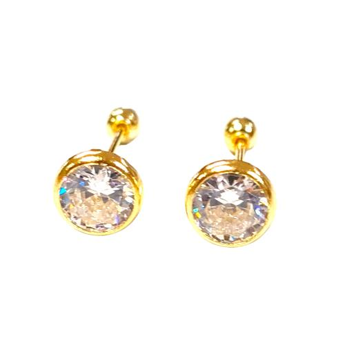 Broqueles Bisel Redondo #4 Joyeria Nueva 10k
