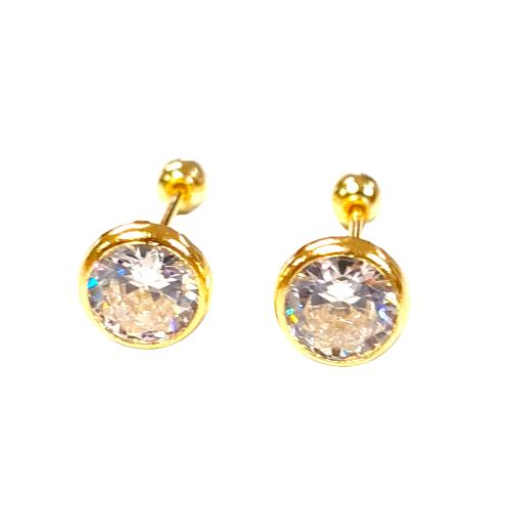Broqueles Bisel Redondo #4 Joyeria Nueva 10k