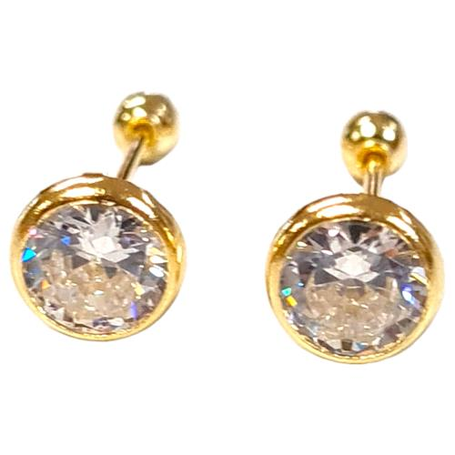 Broqueles Bisel Redondo #4 Joyeria Nueva 10k