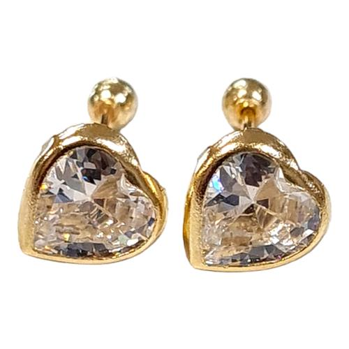 Broqueles Bisel Corazon #4 Joyeria Nueva 10k