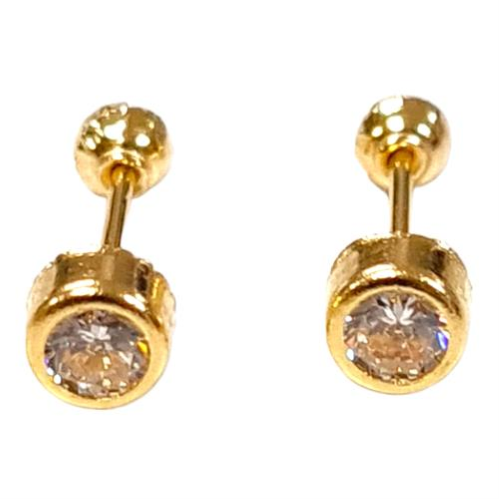 Broqueles Bisel Alto Redondo #3 10k