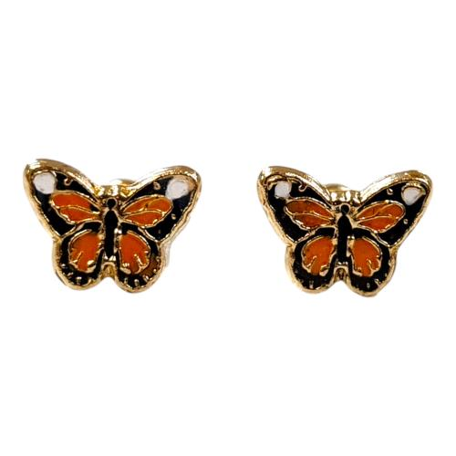 Broqueles Mariposa Monarca Esmalte 10k