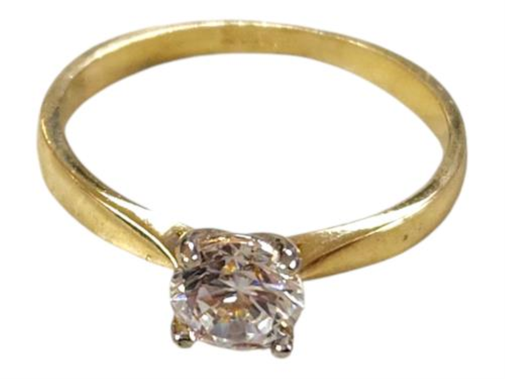 Anillo Solitario C/p.s. # 5 10k  1.2 Grs.