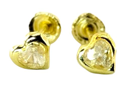 Par De Broqueles Bisel Corazon 3x3 10k