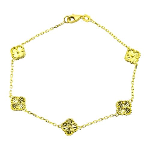 Pulsera Flexible Tipo Van Cleef Grabada 18 Cm 10k  3.2 Grs.