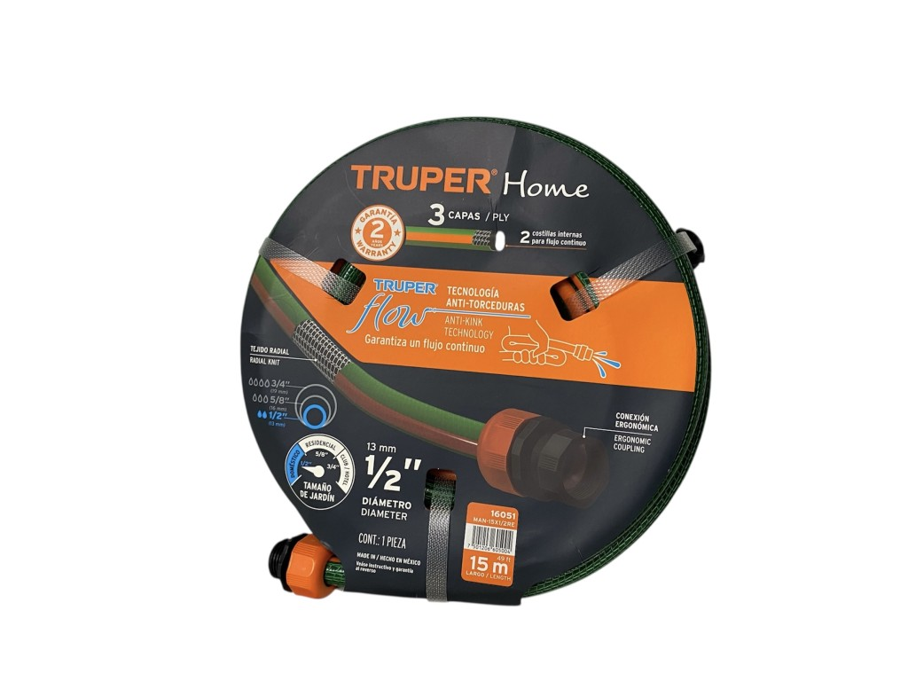Manguera 1/2" Reforzada 3 Capas 15 M 