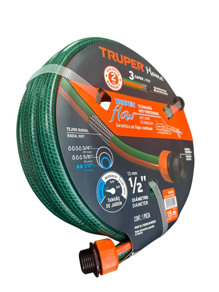 Manguera 1/2" Reforzada 3 Capas 15 M 