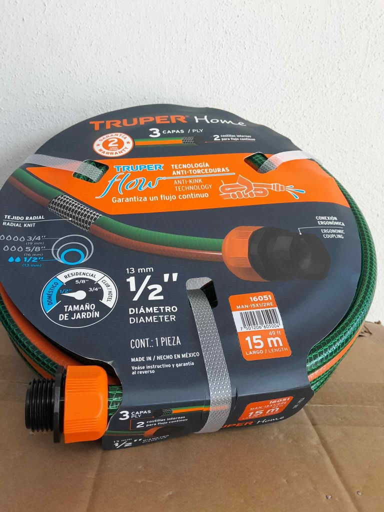 Manguera 1/2" Reforzada 3 Capas 15 M 