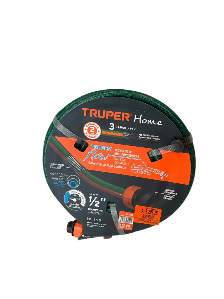 Manguera 1/2" Reforzada 3 Capas 15 M 