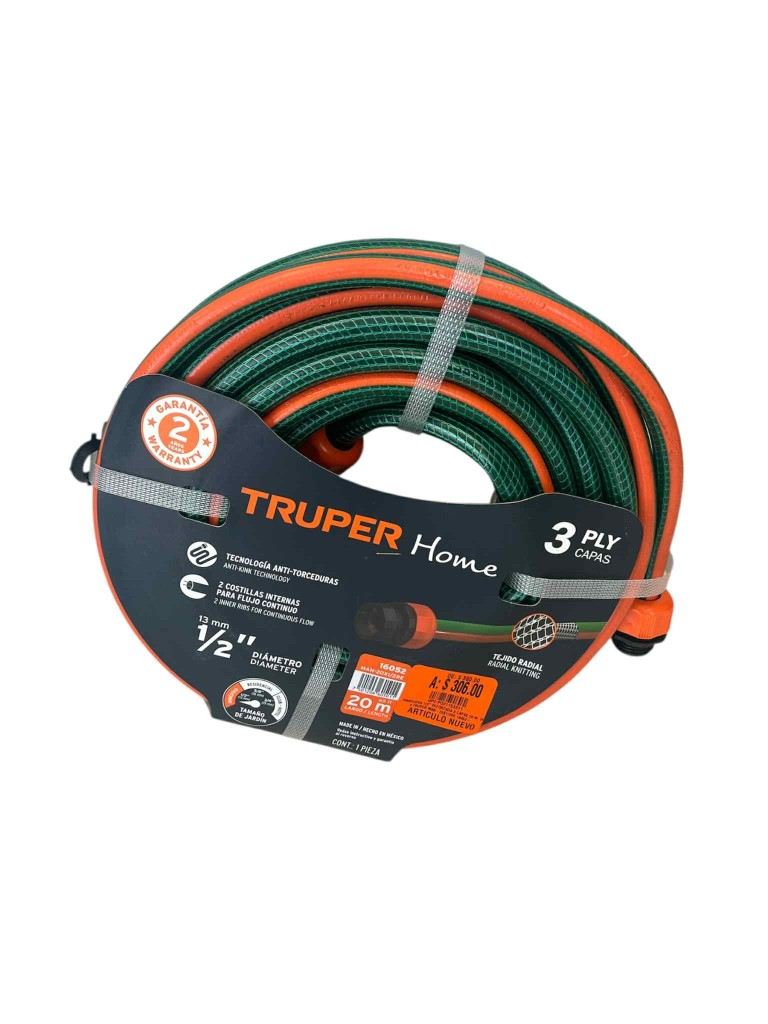 Manguera 1/2" Reforzada 3 Capas 20 M 