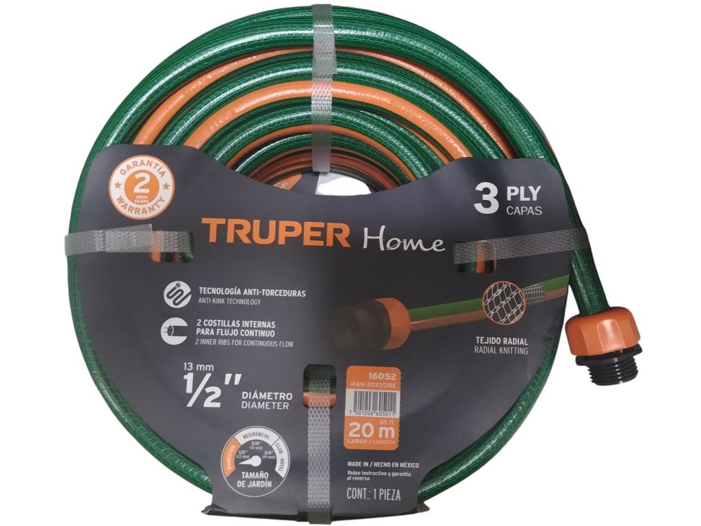 Manguera 1/2" Reforzada 3 Capas 20 M 
