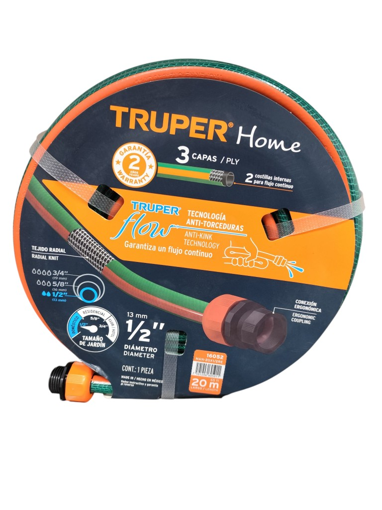 Manguera 1/2" Reforzada 3 Capas 20 M 