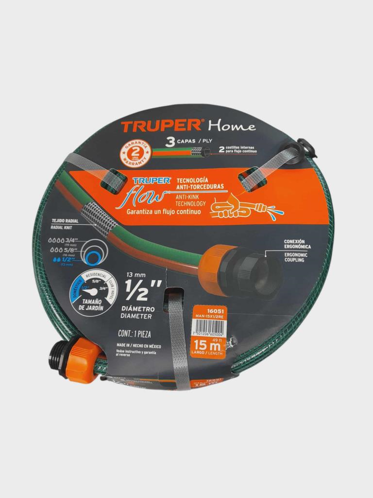 Manguera 1/2" Reforzada 3 Capas 15 M 