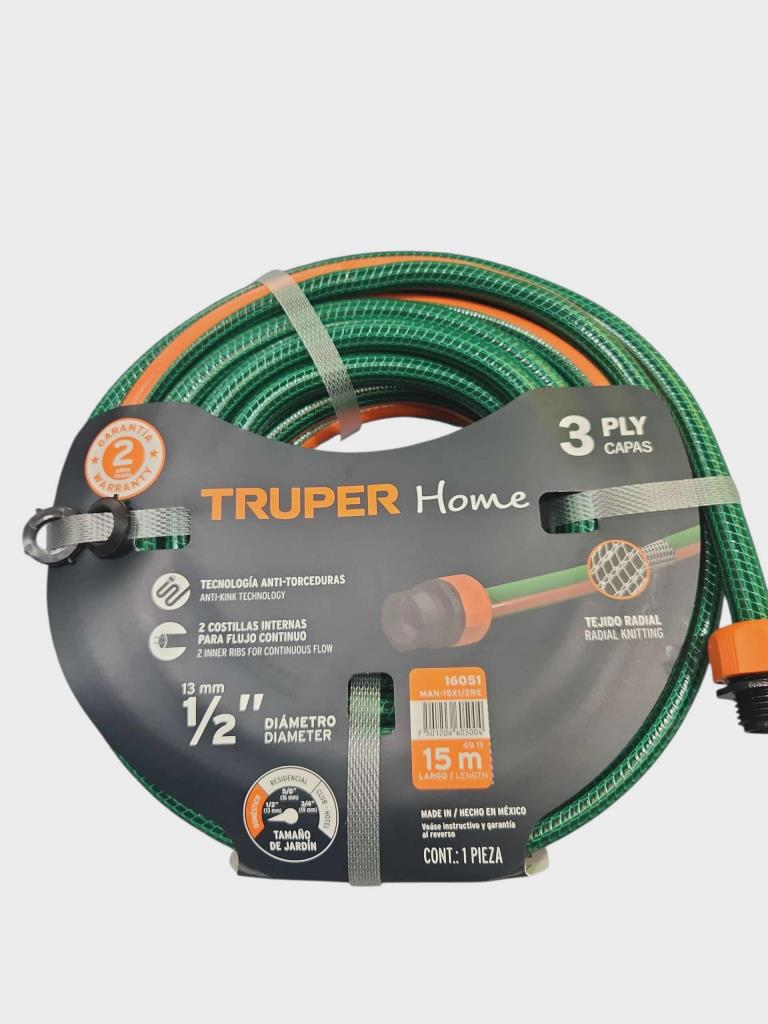 Manguera 1/2" Reforzada 3 Capas 15 M 