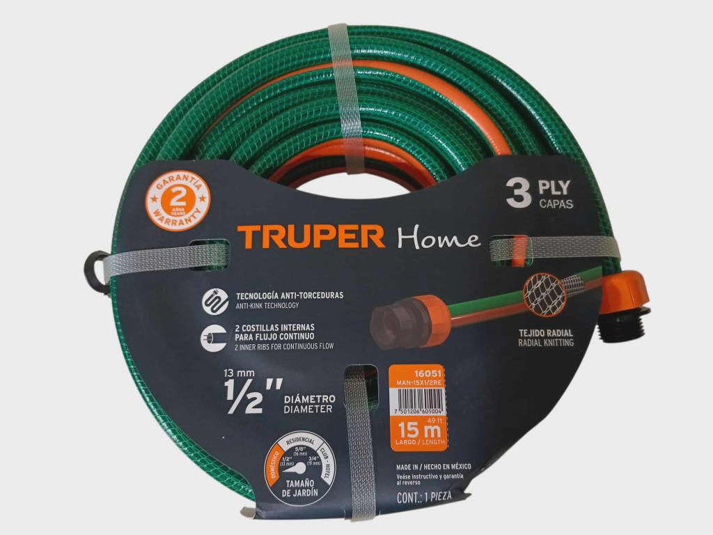 Manguera 1/2" Reforzada 3 Capas 15 M 
