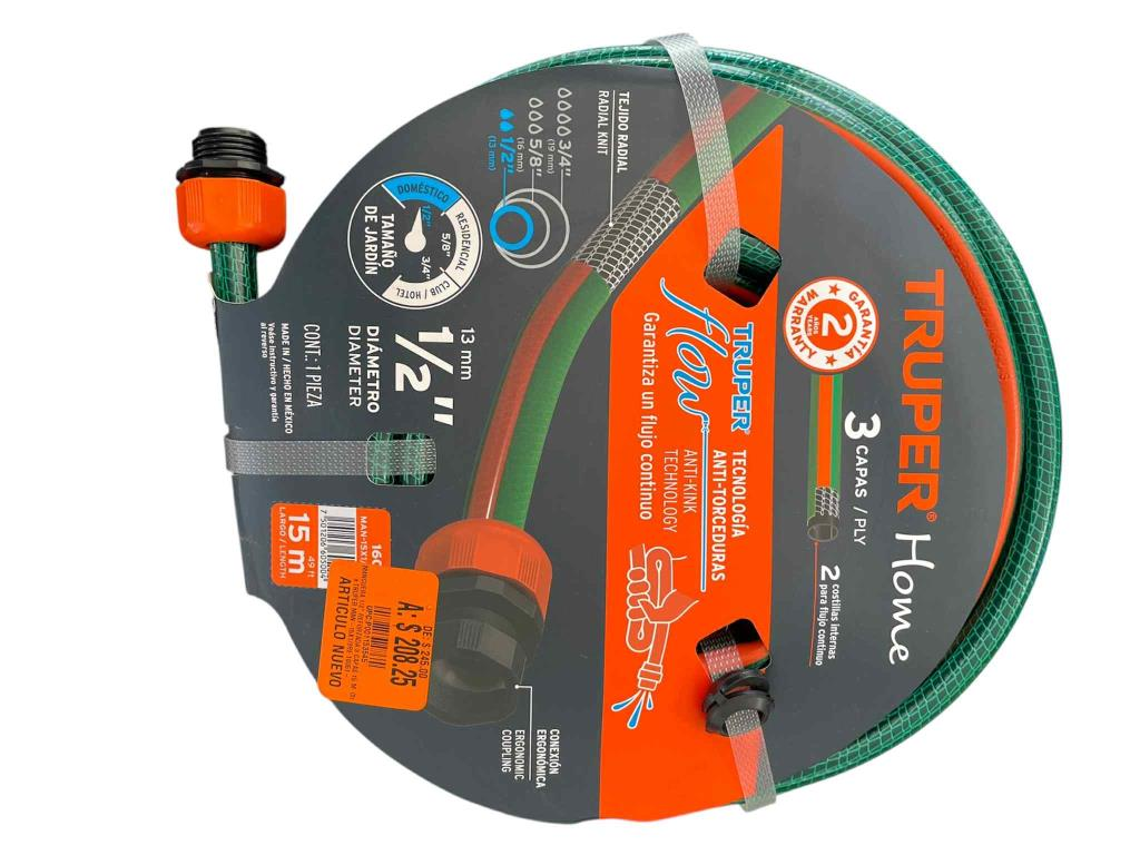 Manguera 1/2" Reforzada 3 Capas 15 M 