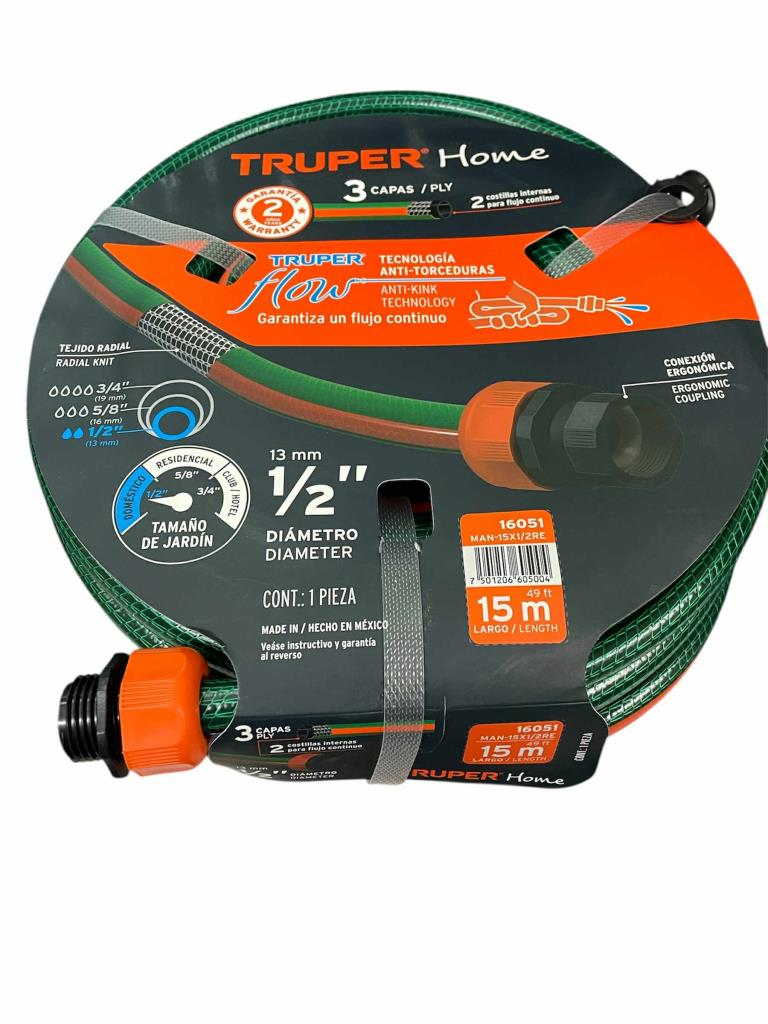 Manguera 1/2" Reforzada 3 Capas 15 M 