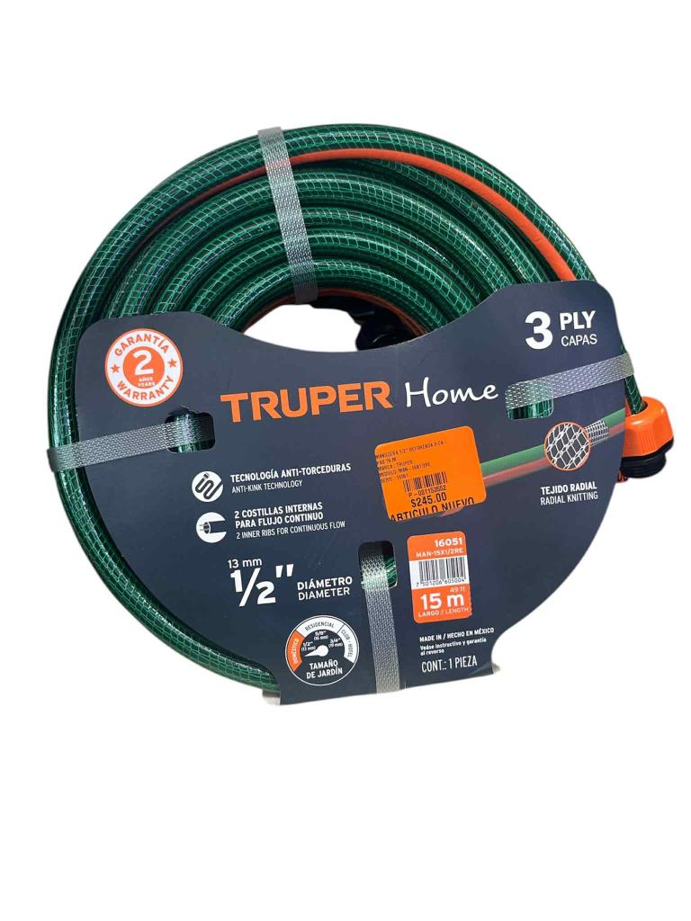 Manguera 1/2" Reforzada 3 Capas 15 M 