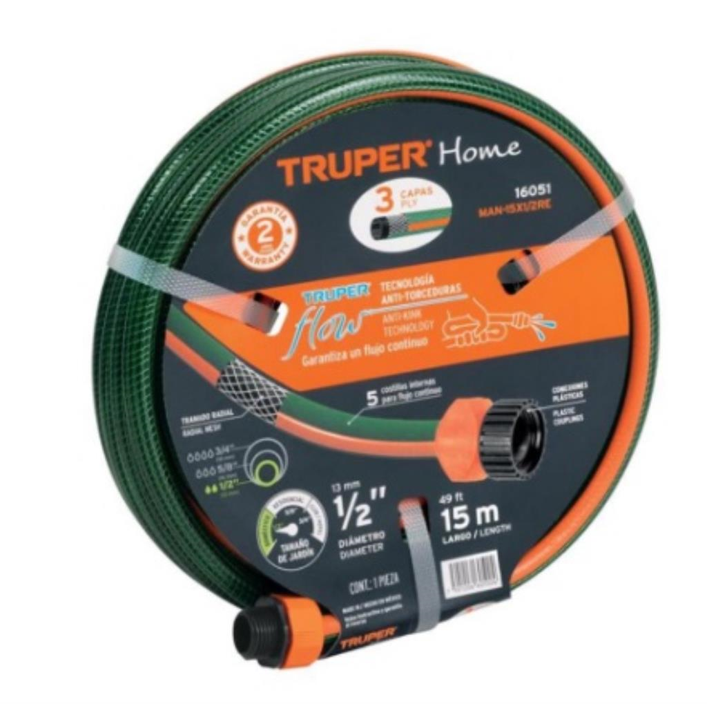 Manguera 1/2" Reforzada 3 Capas 15 M 