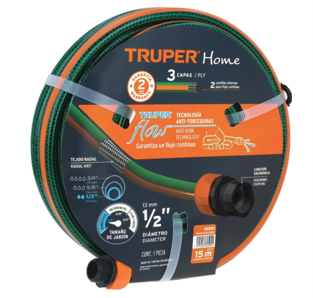 Manguera 1/2" Reforzada 3 Capas 15 M 