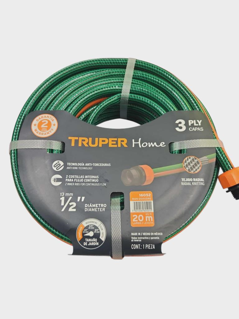 Manguera 1/2" Reforzada 3 Capas 20 M 