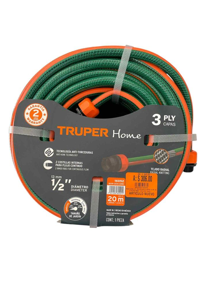 Manguera 1/2" Reforzada 3 Capas 20 M 